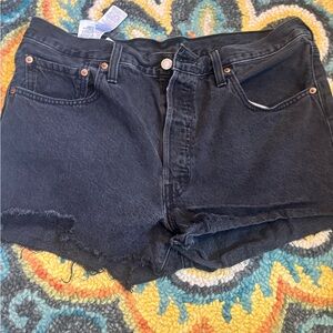 Levi's Black Jean Shorts High-Waisted Cut-Offs